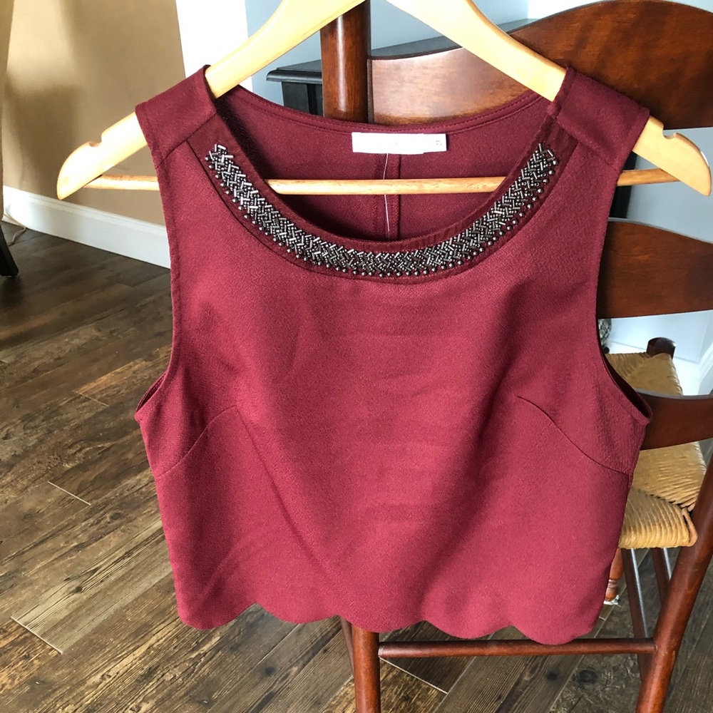 Scallop trim crop top